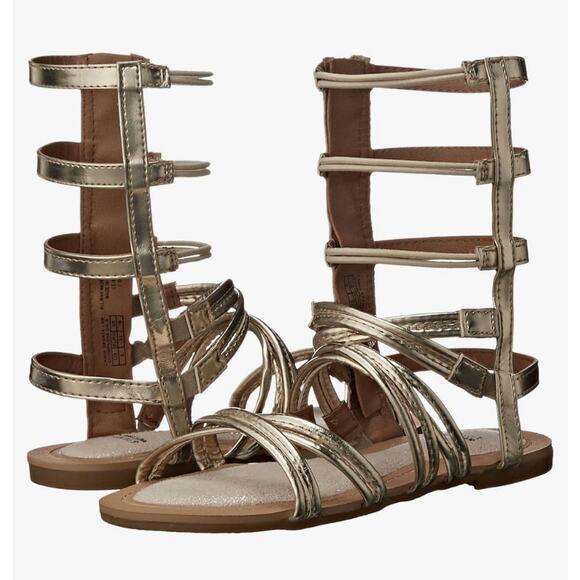Stuart Weitzman Girls Camia Spartalo Gladiator Sandals Champagne Gold Size 4 - Picture 11 of 13